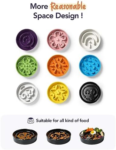 LE TAUCI Ceramic Slow Feeder Dog Bowls Small Breed, 0.6 Cups Dog Food Dish for Fast Eaters, Puzzle Bowl for Small Dogs and Cats,Skull Black - Image 6