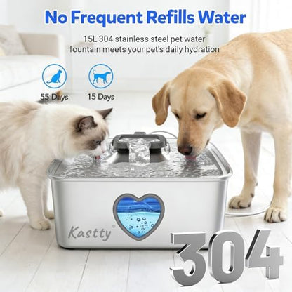 Kastty 4Gal/15L Stainless Steel Dog Water Fountain for Pets, Inside, FS80 - Image 2