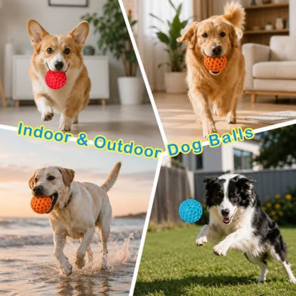 3 Pack Indestructible Squeaky Dog Balls for Aggressive Chewers, Interactive Dog Toys for Teething, Relieving Anxiety. Chew Toy for Large, Medium Breeds, Outdoor Rubber Balls. - Image 6