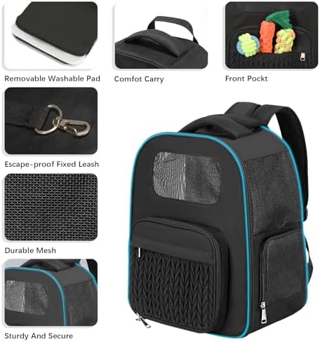 Pet Backpack Carrier for Small Dogs Cats, Airline Approved Travel Bag with Breathable Mesh, Lightweight Foldable Dog Carrier Backpack for Puppies & Kittens up to 15 lbs - Image 4