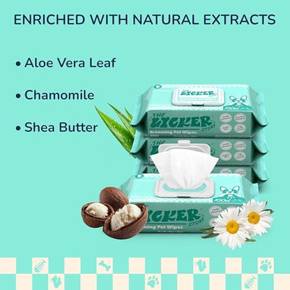 PWP1001A-4SET Biodegradable Dog Wipes for Grooming Paws and Body, Hypoallergenic Pet Wipes with Aloe Vera, Chamomile & Coconut Oil, Gentle Cleansing and Deodorizing, 400 Count - Image 5
