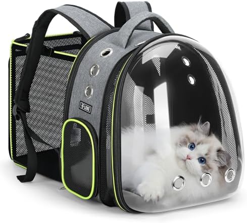 Lekereise Cat Bubble Backpack Carrier - Expandable Large Space Cat Backpack for Kitty Small Dog up to 18lbs, Transparent Pet Carrier for Travel, Hiking Gray by Lekereise
