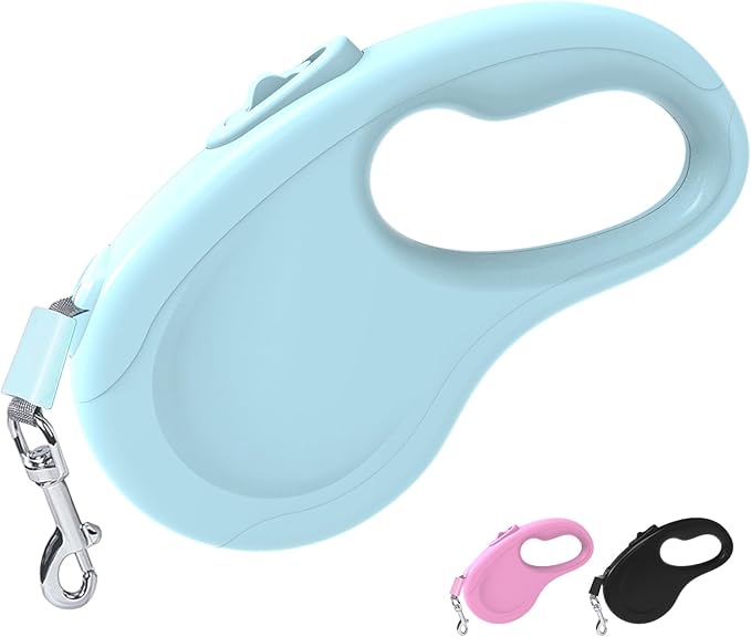 Retractable Dog Leash, 16Ft/5M Light Weight Retractable Leash for Small Medium Dogs/Cats Up to 50lbs, Strong Nylon Tape 360° Tangle-Free One-Hand Brake (Blue)