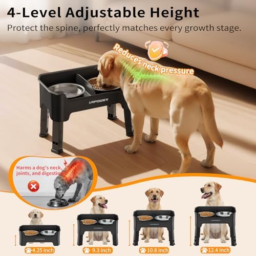 URPOWER Mess Proof Elevated Dog Bowls, Splash Guard Raised Bowl Stand - Image 6