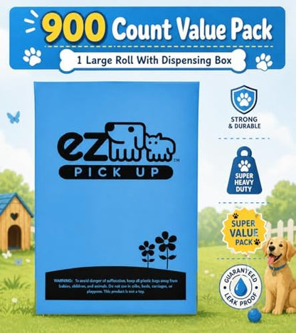 900 Count Dog Waste Bags Poop Bag on Roll, Blue by EZ Pick Up - Image 2