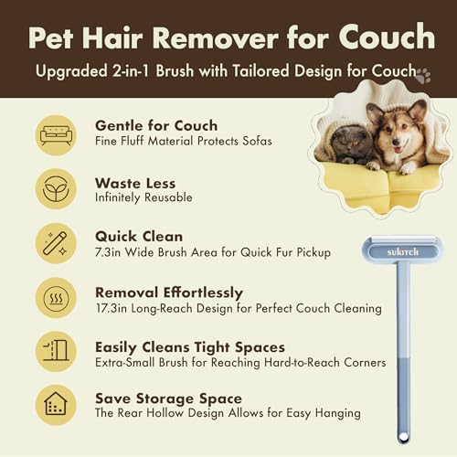 Dog & Cat Hair Remover for Couch, Reusable Lint Brush for Furniture - Image 2