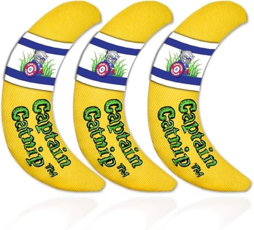 Captain Catnip Cat Banana Toy, Kitten Interactive Toy, Fun Playing Cat Toy, Filled with Organic Catnip for Indoor Cats (Pack of 3) by CaptainCatnip