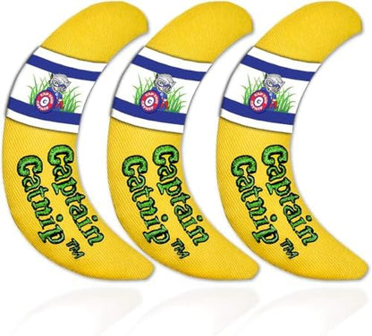 Captain Catnip Cat Banana Toy, Kitten Interactive Toy, Fun Playing Cat Toy, Filled with Organic Catnip for Indoor Cats (Pack of 3) by CaptainCatnip