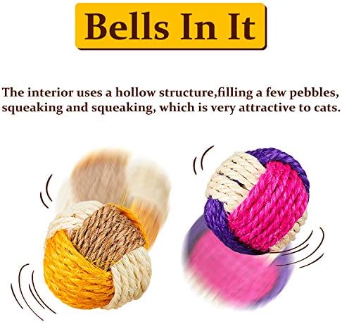 Weewooday 6 Pieces Cat Toy Ball Sisal Ball Interactive Rolling Scratch Cat Toy (Random Color) - Image 5
