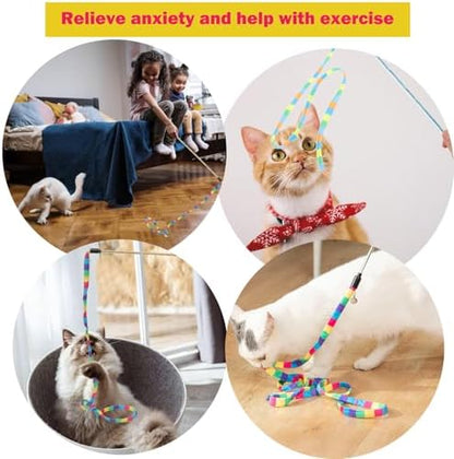 KABASI 3PCS Interactive Cat Rainbow Wand Toys, Cats String Toy Teaser Wand - Image 5