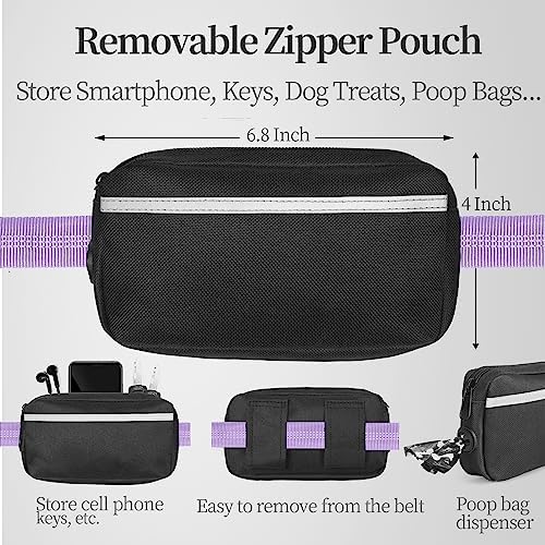 iYoShop Hands Free Dog Leash with Zipper Pouch, Lavender, 8-25 lbs, Medium - Image 3