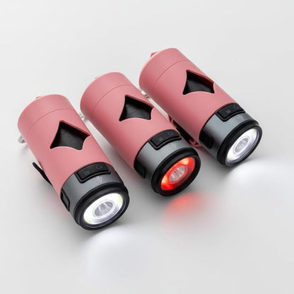 Lumi Dog Waste Bag Holder with LED Flashlight, Hands-Free Dog Walking Accessory with Carabiner Clip & Bags - Great for Camping and Lighting Your Path (PINK)
