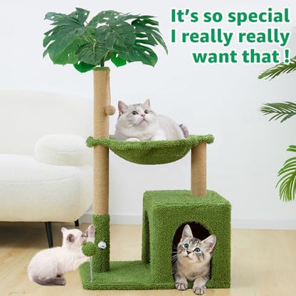 Woochpet Large Cat Tree for Indoor Cats, Multi-Functional Comfy Cat Bed-48in Tall Cat Tower with Scratching Post, Cozy Hammock for Kittens and Adult Cats, Cute Condo with Toy - Image 6