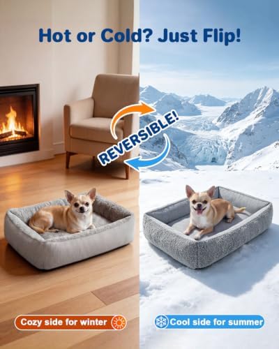 Cooling Dog Bed for Small Medium Dogs - Reversible Design (Ice‑Silk Cooling Layer | Sherpa Fleece Layer), Washable Dog Cooling Mat for Crates, Beds, Sofas 20" × 14" - Image 3