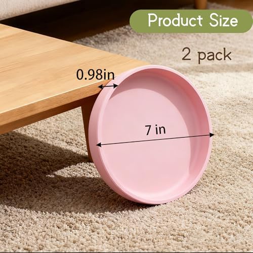 2 Pcs Silicone Cat Bowls 7″ Flat Dog Bowls Non-Slip Shallow Puppy Plates Relief Whisker Fatigue Pet Dishes Set for Dry ＆ Wet Food, Pink - Image 5