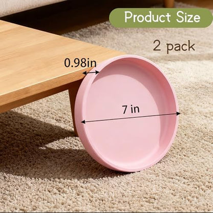 2 Pcs Silicone Cat Bowls 7″ Flat Dog Bowls Non-Slip Shallow Puppy Plates Relief Whisker Fatigue Pet Dishes Set for Dry ＆ Wet Food, Pink - Image 5