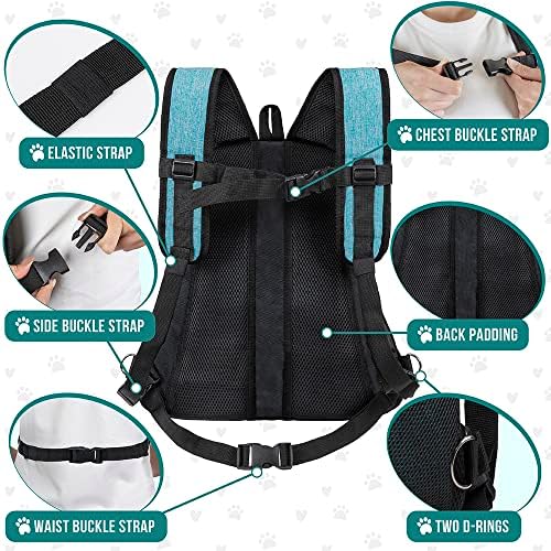PetAmi Front Carrier Backpack for Dogs and Cats, Adjustable Ventilated Pet Chest Carrier for Hiking Camping Travel, Small Medium Dog Puppy Large Cat Carrying Bag, Max 10 lbs, Teal Blue - Image 5