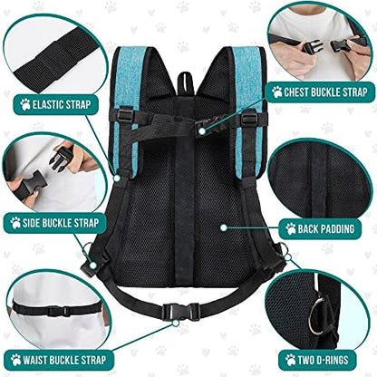 PetAmi Front Carrier Backpack for Dogs and Cats, Adjustable Ventilated Pet Chest Carrier for Hiking Camping Travel, Small Medium Dog Puppy Large Cat Carrying Bag, Max 10 lbs, Teal Blue - Image 5