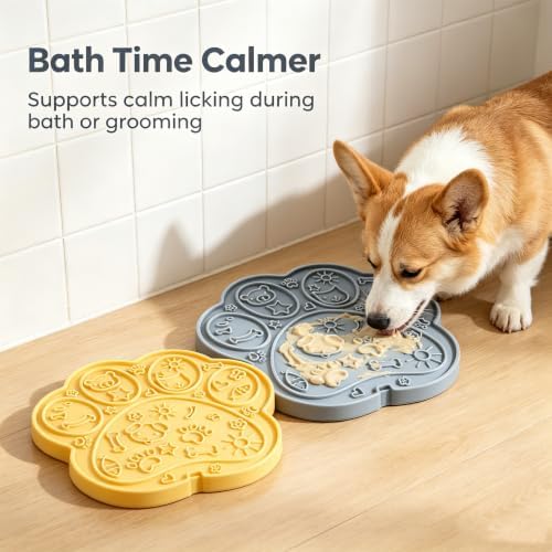 Lick Mat for Dogs Cats 2 Pcs Paw Shaped Silicone with Suction Cups - Image 2