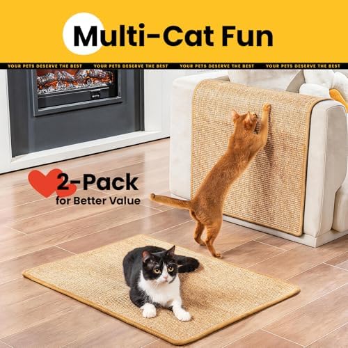 Conlun 2-Pack Cat Scratching Pads, 23.6x31.5in Sisal Wall & Couch Protector - Image 2
