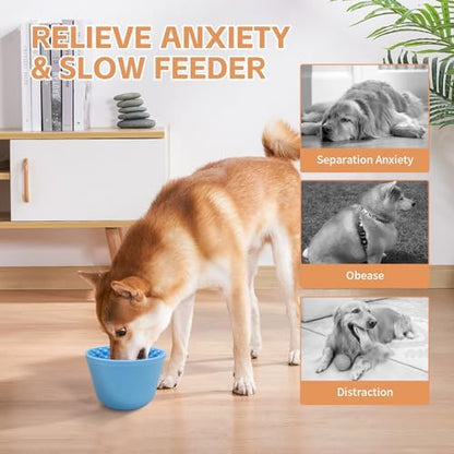 Dog Lick Bowl,Anxiety Relief Non-Slip Silicone Treat Bowl,Durable Anti-Choking Long-Lasting Enrichment Slow Feeder Licking Mat for Small Medium Large Breed,Freezable BPA Free Silicone Dishwasher Safe - Image 3