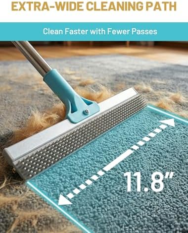 DELOMO Carpet Rake for Pet Hair Removal, Dual-Sided Rug Rake Scraper Broom - Image 5