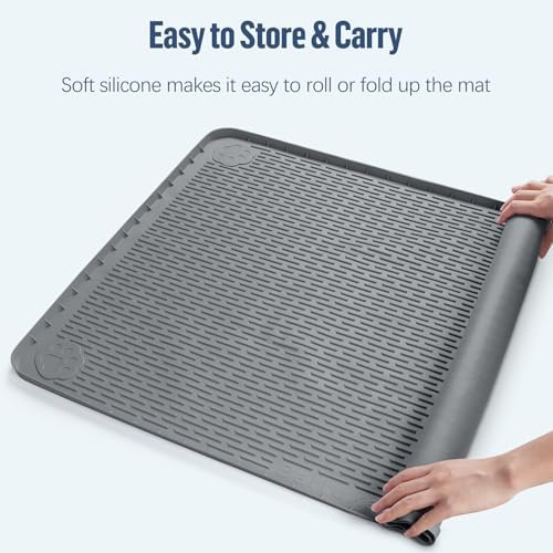Pee Pad Holder for Dogs 40''x40'' Silicone Puppy Pee Pad Tray, Dark Grey - Image 6