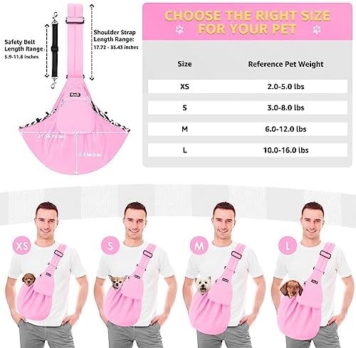SlowTon Dog Carrier Sling - Thick Padded Shoulder Strap Adjustable, PI, M - Image 6