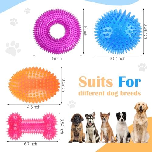 Silipull 4 Pcs Spiky Dog Toy Ball for Large Dogs, Fresh, Various Sizes - Image 2