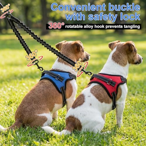 3 Pcs Double Dog Leash No Pull Dog Harness 360° Swivel No Tangle Vest Adjustable Dual Leash Reflective Vest Harness Walking Training Lead for Two Small Medium Dogs(M,Chest 20.5"- 24.4") - Image 5