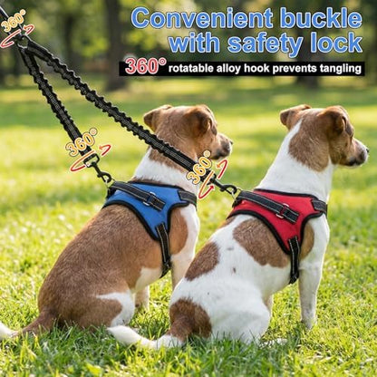 3 Pcs Double Dog Leash No Pull Dog Harness 360° Swivel No Tangle Vest Adjustable Dual Leash Reflective Vest Harness Walking Training Lead for Two Small Medium Dogs(M,Chest 20.5"- 24.4") - Image 5