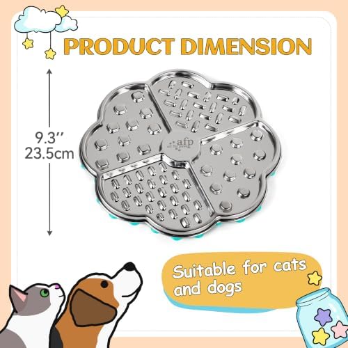 AFP Stainless Steel Lick Mat for Dogs & Cats, Large Dog Licking Pad with Suction Cups, Chew-Proof & Non-Slip Slow Feeder with 4 Textured Zones for Pet Anxiety Relief (1Pack) - Image 2