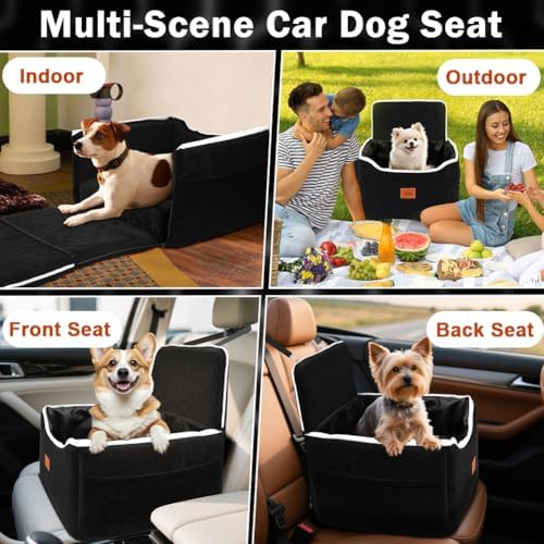 SZEE Dog Car Seat for Small/Medium Sized Dogs up to 35 lbs, Dog Booster Car Seat with Detachable Protective Leather Cover, Save Cleaning Effort, Reclinable Backrest (Black) - Image 6