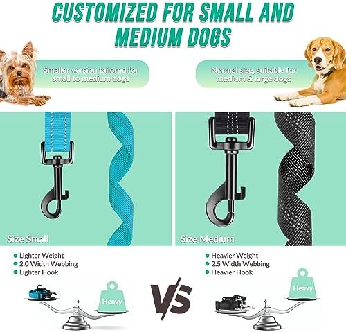 AUTOWT Two Dog Lead, 2 in 1 Upgraded Double Dog Leash Attachment Combine Adjustable Strap and Shock Absorbing Bungee No Tangle Dual Training Splitter for Different Size Dogs - Image 4