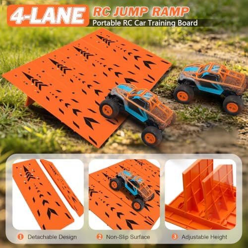 RC Jump Ramp Jumping Stunt, 4PCS Detachable RC Training Takeoff Board Ramp Track for 1/12 1/14 1/16 1/18 1/24 Scale RC Car Monster Truck Buggy Off-Road Racing Games - Image 4