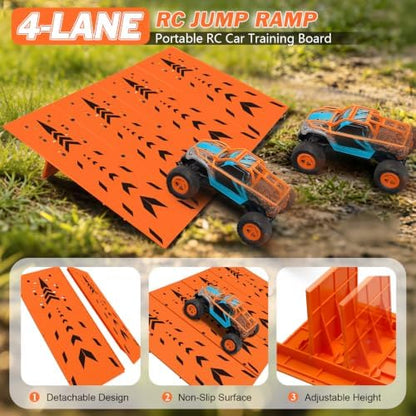RC Jump Ramp Jumping Stunt, 4PCS Detachable RC Training Takeoff Board Ramp Track for 1/12 1/14 1/16 1/18 1/24 Scale RC Car Monster Truck Buggy Off-Road Racing Games - Image 4