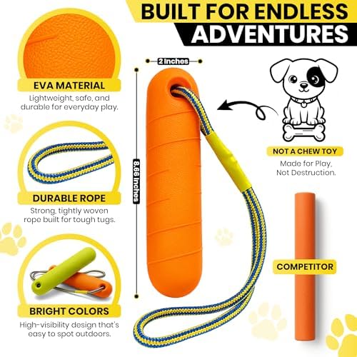 Floating Dog Water Toys - 2 Pack, Bumper Throw Stick for Fetch - Image 2