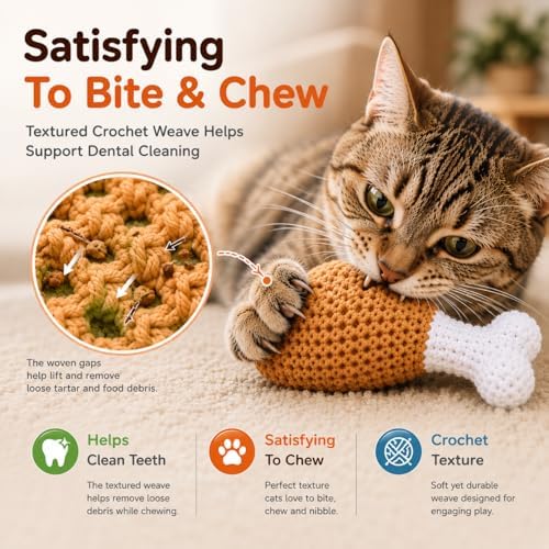 Handmade Crochet Catnip Cat Toy, Chew Toy with Crinkle Sound, 2 Pack - Image 5
