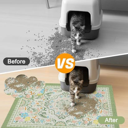 Glittme Cat Litter Mat, 24"x15" Non-Slip Washable Trapping Mat for Cats - Image 3