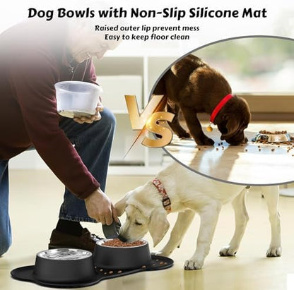 AsFrost Dog Food Bowls Stainless Steel Dog Bowls with No Spill Non-Skid Silicone Mat, Dog Food and Water Bowl Set, Dog Dishes for Small Medium Large Sized Dogs Pet Food Feeding Bowls, 4 Cup, Black - Image 5