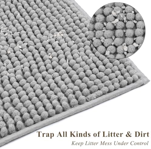 VIVAGLORY Cat Litter Mat Softgrip Litter Trapping Mat, 35"× 25", Grey - Image 2