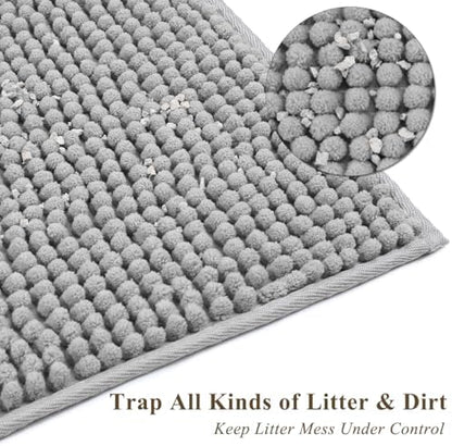 VIVAGLORY Cat Litter Mat Softgrip Litter Trapping Mat, 35"× 25", Grey - Image 2