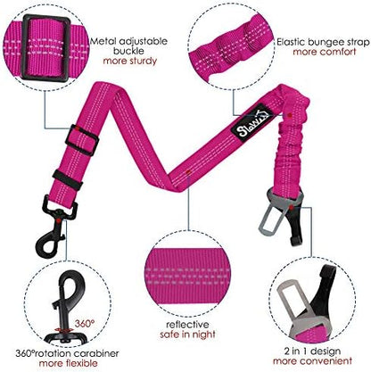 SlowTon Dog Car Seat Belt, 3 in 1 Latch Bar Attachment Dog Safety Seatbelt - Image 2
