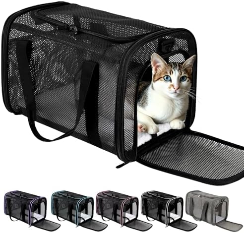 Cat Carrier, Soft-Sided Pet Carrier Bag, Breathable Mesh, Black (Black, 20 * 13 * 13) by Unknown