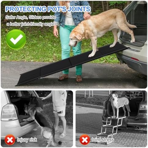 Gadpiparty Dog Car Ramp for Large Dogs 70.86in Folding Pet Ramp with Non-Slip Surface Portable Vehicle Ladder for Cars Suvs and Trucks Easy Setup for Short-Legged Elderly or Injured Dogs - Image 4