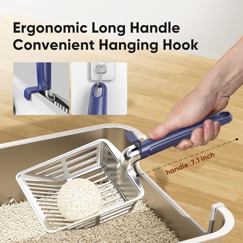 Large Metal Cat Litter Scoop w/ Deep Shovel, Dual-Size Holes & Hanging Hook - Image 6