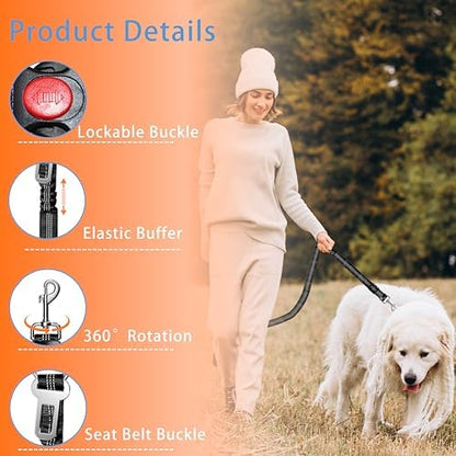 Seyezo Dog Car Seat Belt for Car, 2 Piece Set Retractable Dog Car Harness Adjustable Reflective Dog Seatbelt for Vehicle Headrests, Dog Safety Restraint Seatbelt Heavy Duty& High Elastics, Black - Image 2
