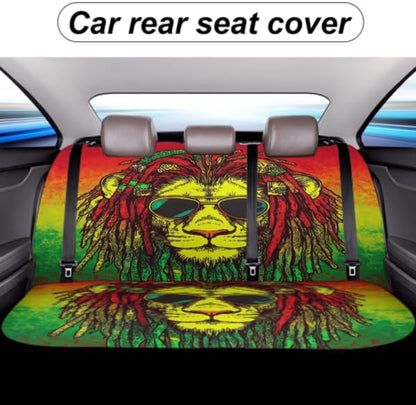 Fashion Universal Fit Auto Bench Seat Cushion Covers, Dirt Proof Dog Car Back Seat Cover, Car Rear Bench Seat Covers for Trucks SUV Compatible with Jamaican Rasta Flag Rastafarian Reggae Lion