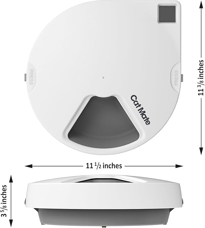 Cat Mate C500 Automatic 5 Bowl Digital Timer-Controlled Pet Feeder - for Cats and Small Dogs, Wet or Dry Food, Includes Twin Ice Packs, 5 Meals Up to 0.73 lb Each, White