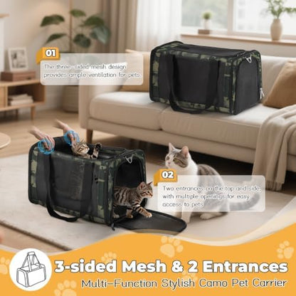 YUDODO 25lbs Cat Carrier Lightproof Soft Sided Pet Carrier for Large Cat - Image 2